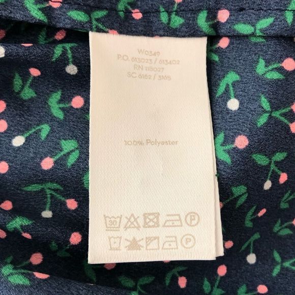 Boden Cynthia Dress Navy Cherry Picking Ruffle Trim Belted Dress size 4 - Picture 13 of 16